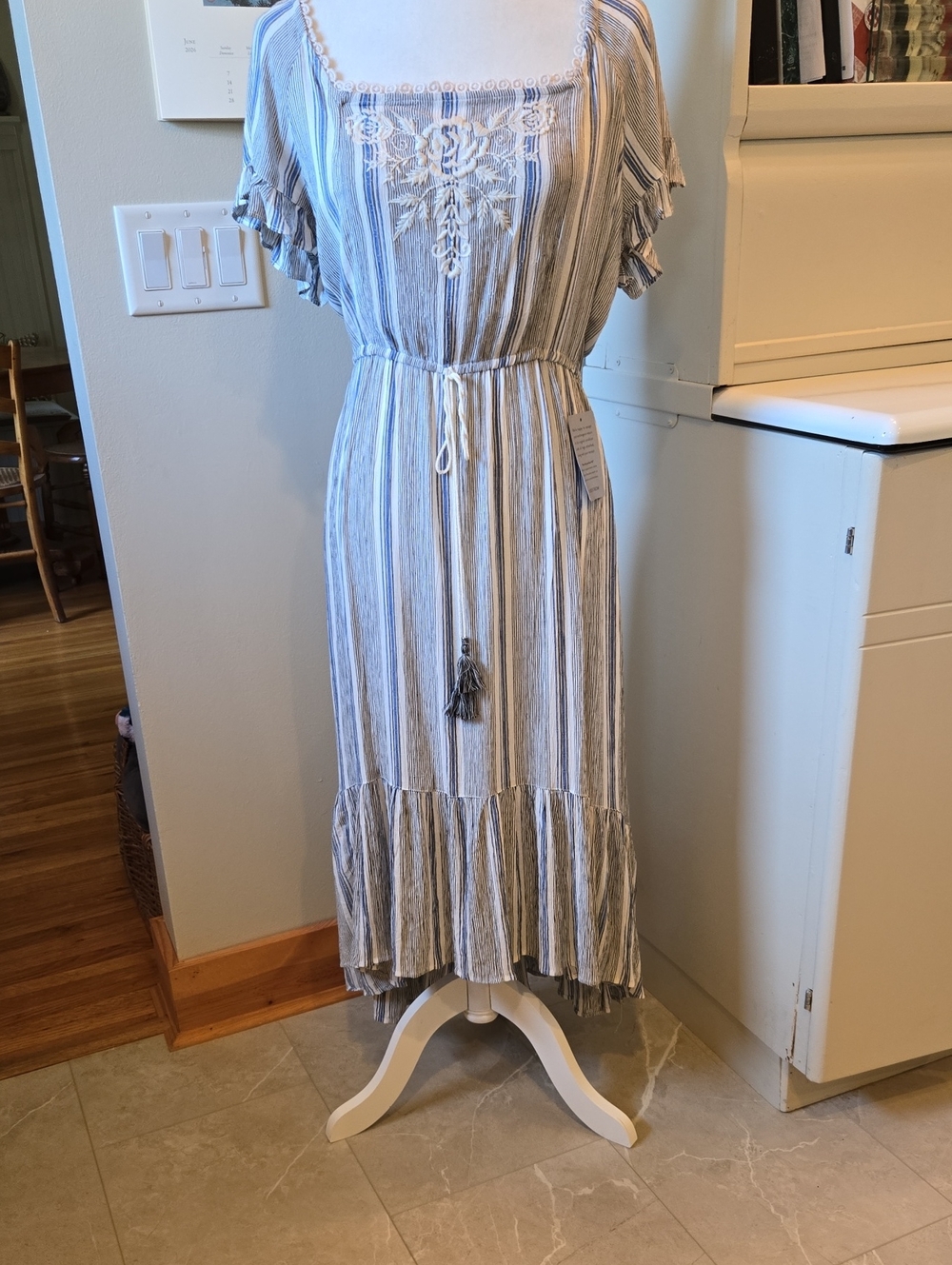 NWT Nostalgia Blue Stripe Dress Size XL